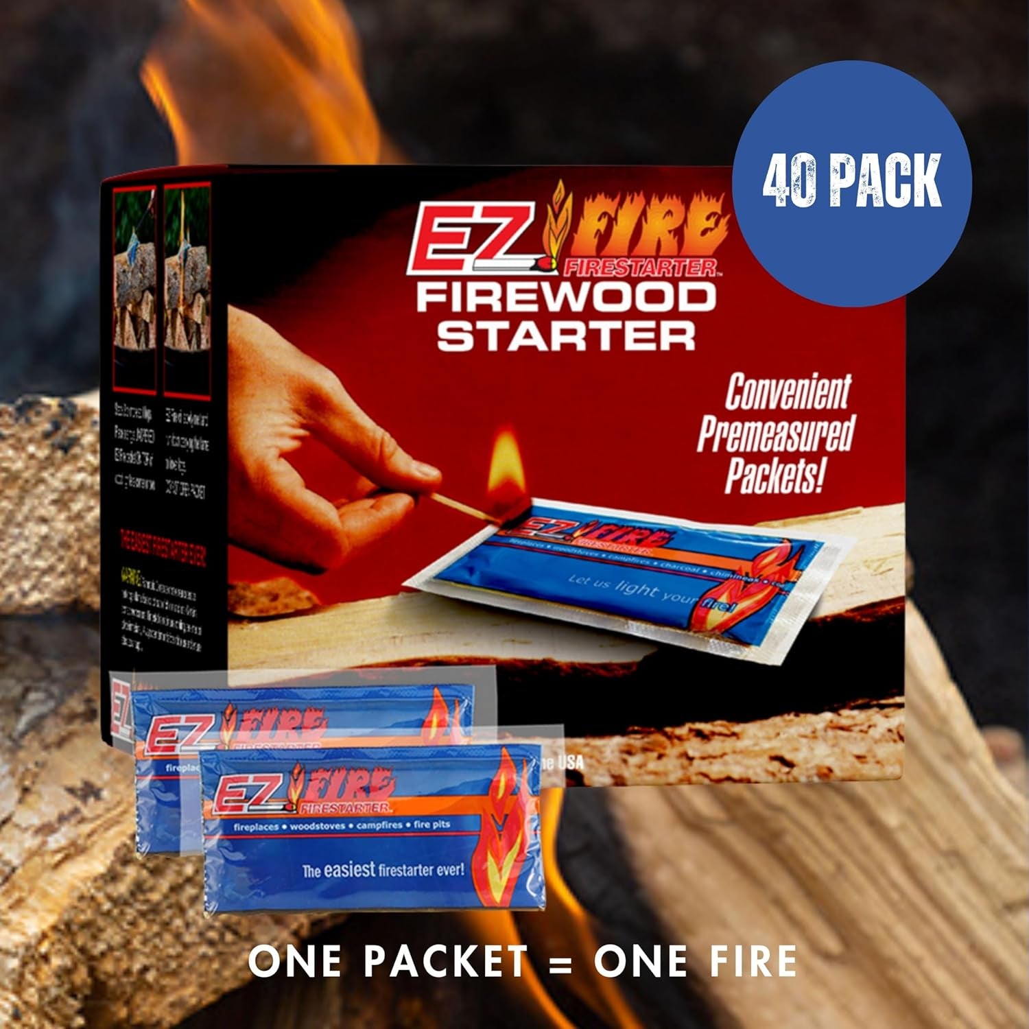 – All-Natural Fire Starters for Campfires, Fire Pits, Bbqs & Fireplaces – Long Burning, Weather-Resistant, Non-Toxic & Easy to Light | 40 Pack