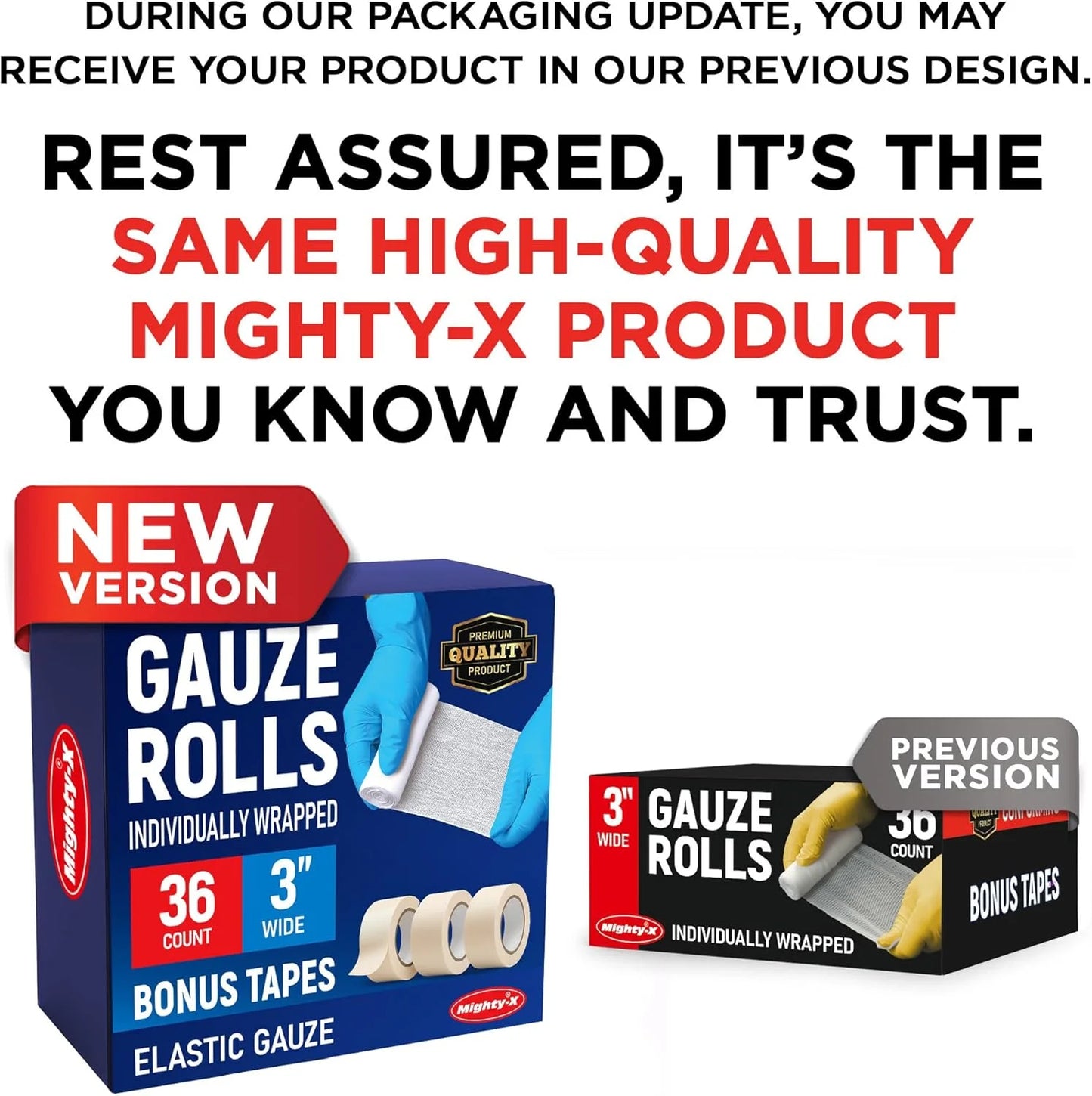 Premium Gauze Rolls - 36 Pack - 3" X 4.1Yd First Aid Rolled Gauze - Individually Wrapped with 2 Bonus Tapes - Breathable Conforming Stretch Wrap for Wounds