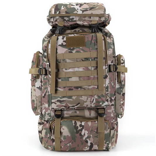 80L Tactical Bag Large Capacity Camouflage Mountaineering Backpack Waterproof Climbing Rucksack Oxford Cloth Sports Knapsack