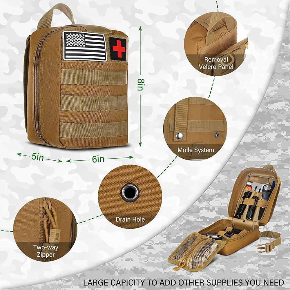 Survival Kit and First Aid Kit, 142Pcs Professional Survival Gear and Equipment for Boating Hunting Camping Hiking Outdoor Adventure