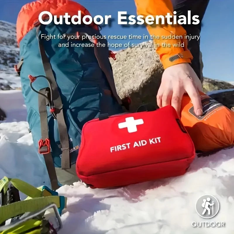 Deluxe First Aid Kit with Carrying Pouch, Outdoor First Aid Kit - Essential Emergency Kit for Camping, Hiking and Travell