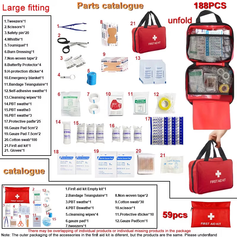 Deluxe First Aid Kit with Carrying Pouch, Outdoor First Aid Kit - Essential Emergency Kit for Camping, Hiking and Travell