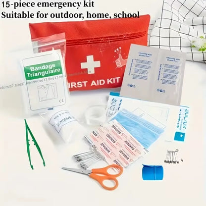 Deluxe First Aid Kit with Carrying Pouch, Outdoor First Aid Kit - Essential Emergency Kit for Camping, Hiking and Travell